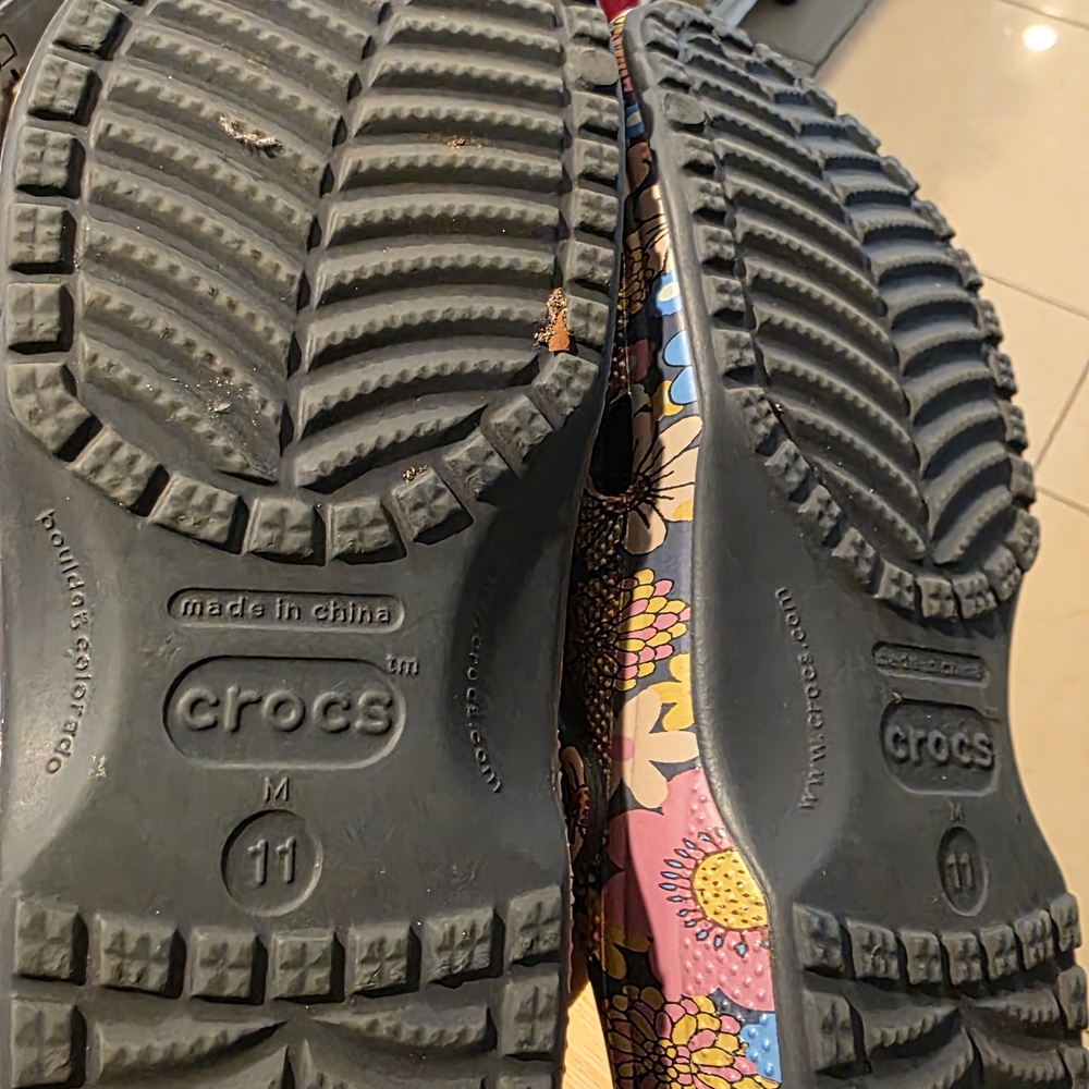 CROCS Floral Print Clogs in Blue, Pink, Yellow - Picture 4 of 4